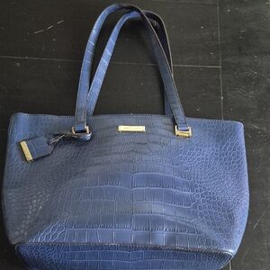 ANNE KLEIN Blue Crocodile-Embossed Tote Bag